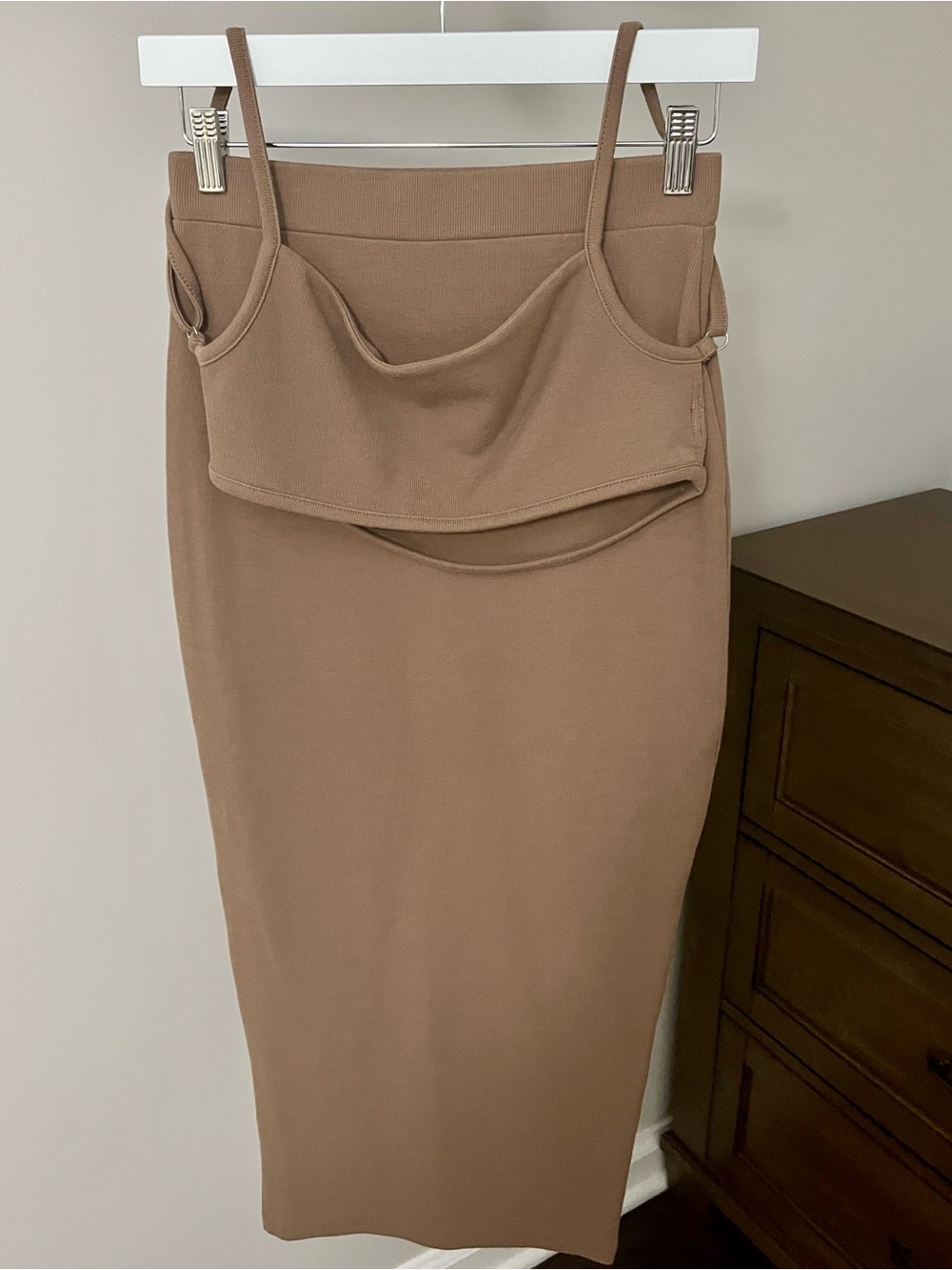 HEY BABE 2 piece set Brown Midi Skirt with top